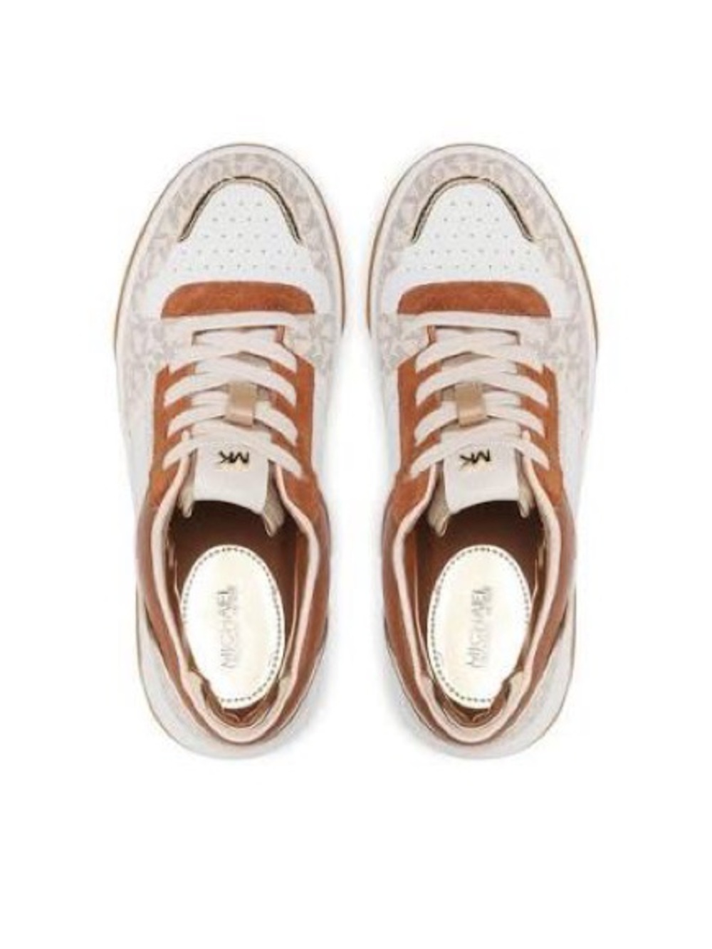 Michael Kors White, Tan & Brown Logo-Print Platform Sneakers - Picture 2 of 4